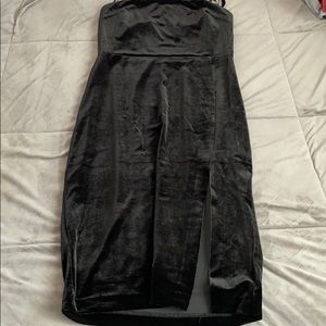 Black suede dress , with slit